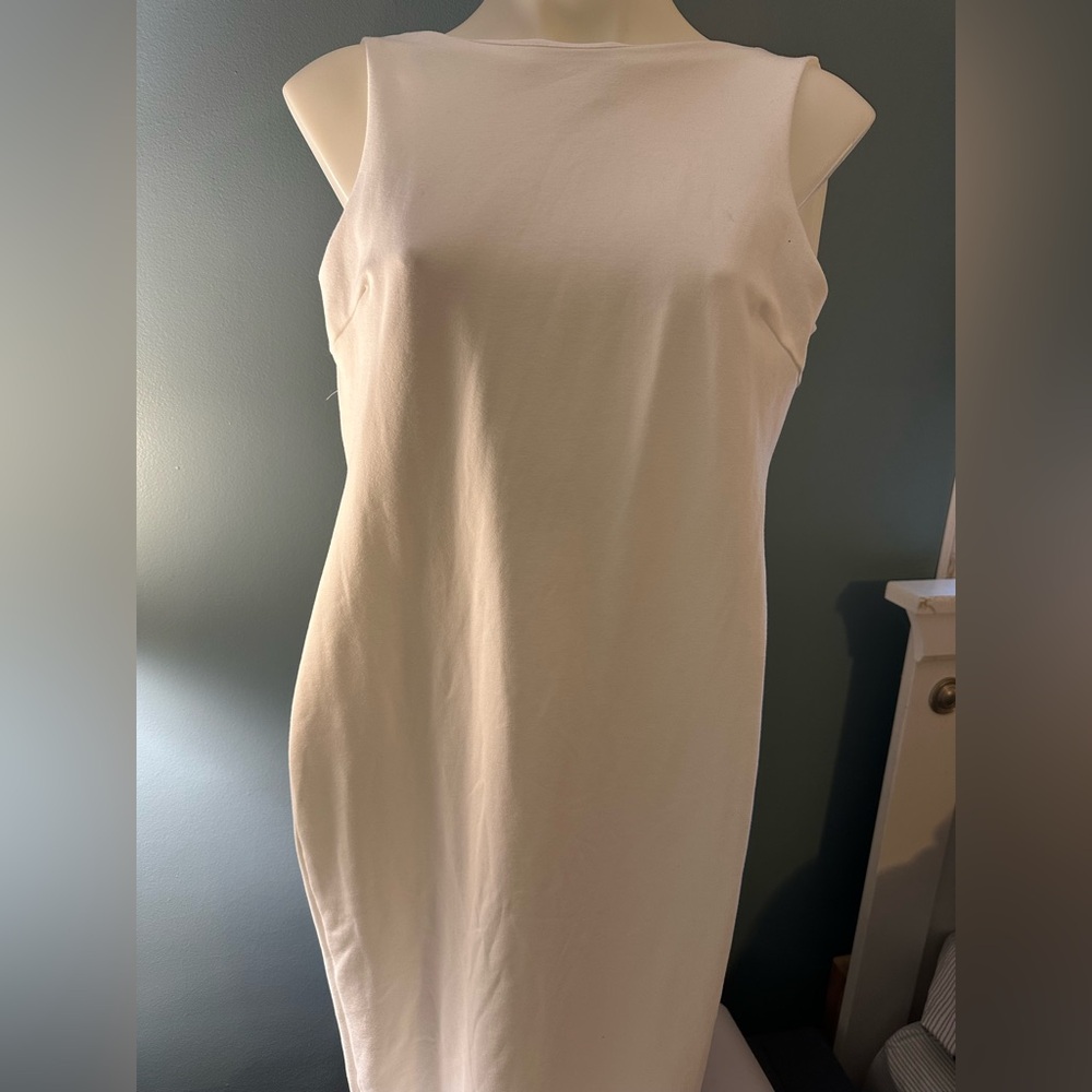 Lulu's White  Sleeveless Sheath Dress for Wedding Guests Medium